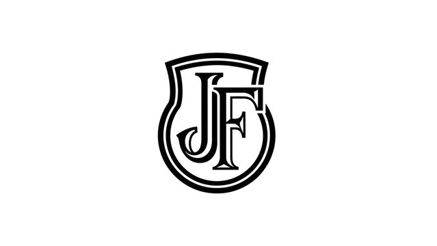 JF Monogram Logo Design in Vintage Shield Emblem Style