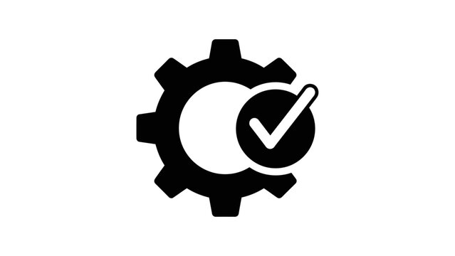 Gear Icon with Checkmark Symbol for Configuration Success