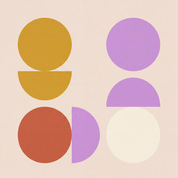 Flat abstract circle and half moon shapes
