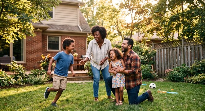 Happy Family Enjoying Outdoor Lifestyle Together