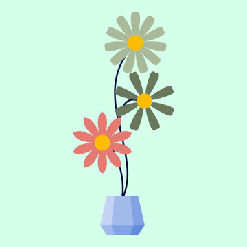 Three Flowers in a Vase Flat Illustration