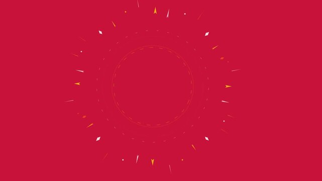 Dynamic line burst animation of geometric triangular shards exploding on crimson red background, flat vector style 4K seamless loop motion graphics