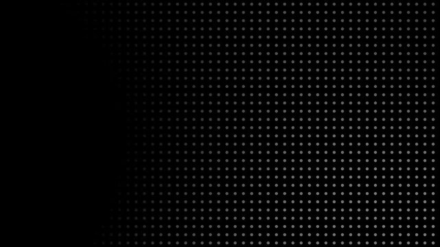  Animated abstract dark dots seamless lopping background. Animated abstract technology random dots and grid 4K on black background. Animated halftone dot grid of white dots, 