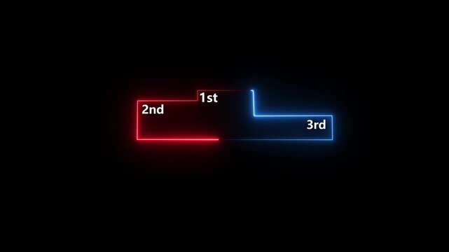 Neon Glowing Podium Ranking Background with Red and Blue Light Steps 1st 2nd 3rd Futuristic Minimal Design.