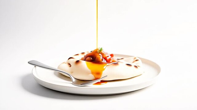 Minimalist Mezze Platter with Pita on a Flat White Plate