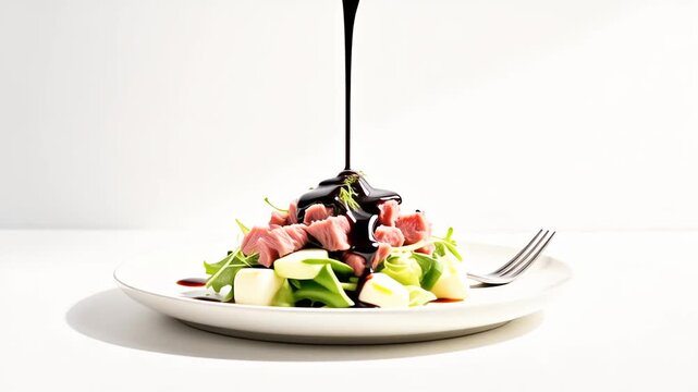 Minimalist Nicoise Salad with Tuna on a Flat White Plate