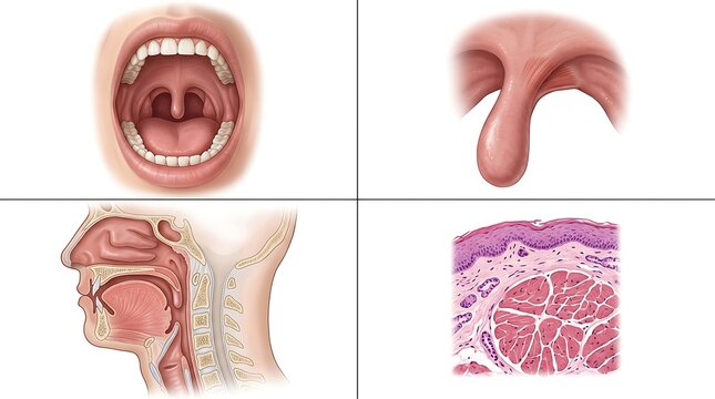 Anatomical Illustration of Human Uvula and Oral Cavity Structure