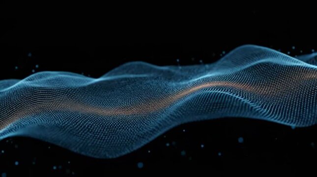 Abstract blue Wave Forming Motion in Dark Studio