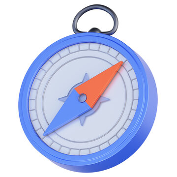 3D Circular Navigation Compass Icon with Blue and Orange Arrow

