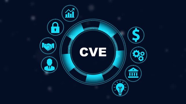 Cve common vulnerabilities and exposures cyber security concept with digital hud interface and network