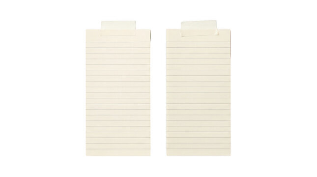 Two lined paper strips attached with tape isolated on transparent background
