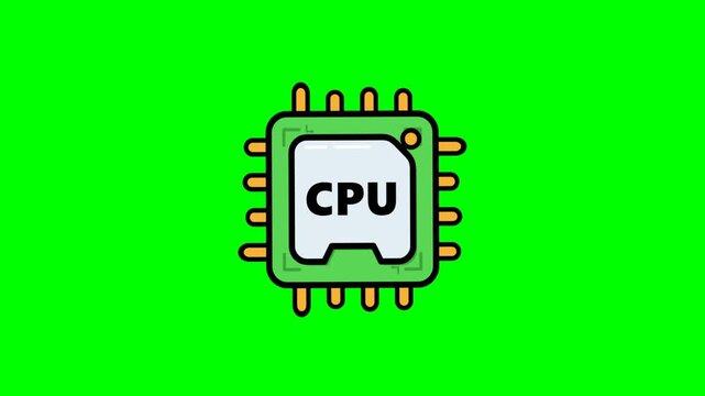 CPU processor microchip icon on green screen background