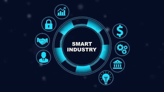 Smart industry digital interface with animated for industrial automation, io t, and business technology concepts
