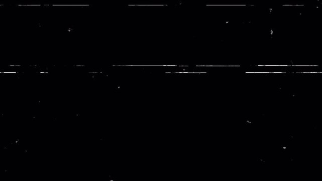 Cinematic old filmstrip screen with dirt and noise glitch effect on transparent background. camcorder overlay. 4K Resolution
