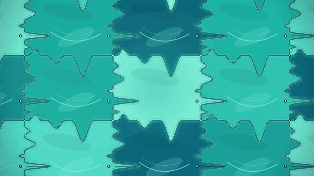 Animated Teal Patchwork Pattern with Stitched Interlocking Tiles Background Loop