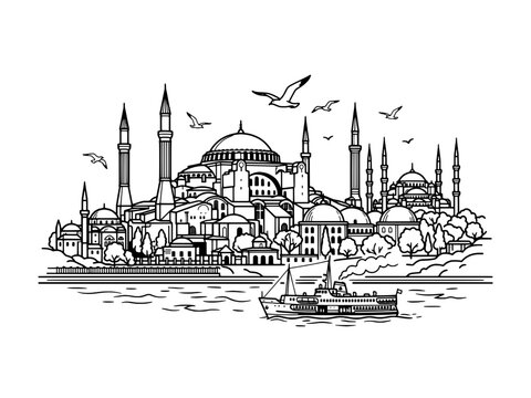 Istanbul City Skyline Hagia Sophia Landmark