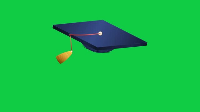 Graduation cap rotating on green screen background video motion clip