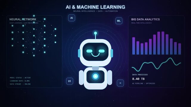 Ai chatbot dashboard showing machine learning and big data analytics
