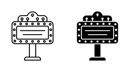 Vintage illuminated sign icon for entertainment venues or retro signage design. © Iqrabatool