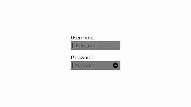   Entering password and clicking the button sign in on computer screen, Typing a password on a text field on computer screen, macro closeup