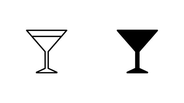 Martini glass cocktail icon for bar menus and nightlife party event design.