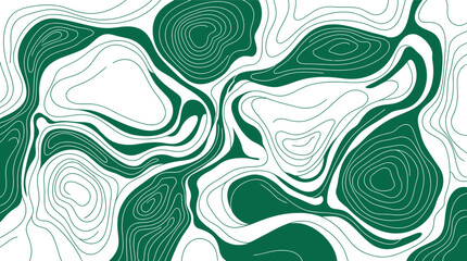 Abstract green and white wavy contour lines background vector illustration featuring fluid organic topographic map patterns © Crushin