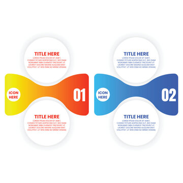 Four Step Colorful Process Infographic with Yellow Red Blue and Orange Rounded Sections