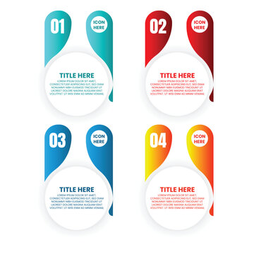 Four Step Numbered Infographic with Turquoise Red Blue and Orange Vertical Markers