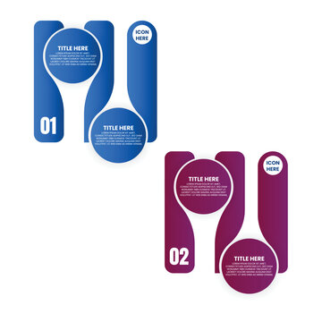 Four Step Vertical Ribbon Infographic with Blue and Purple Numbered Shapes