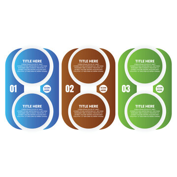 Three Column Infographic with Blue Brown and Green Numbered Panels