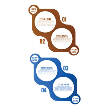 Four Step Brown and Blue Process Infographic with Connected Rounded Shapes
