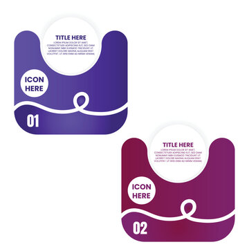 Two Step Purple and Pink Banner Infographic with Rounded Sections and Connected Circular Labels for Business Process Presentation