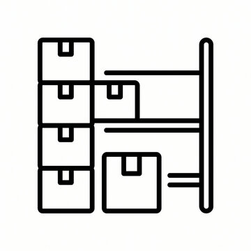 Isolated black and white clipart of modern apartment floor plan with