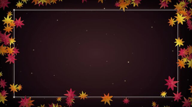 Autumn maple leaves border frame abstract motion graphic animation decorative background for seasonal presentation social media template digital marketing design