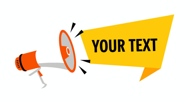 Vector megaphone with speech bubble announcing your text for promotion and communication.
