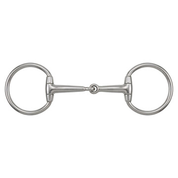 Stainless steel eggbutt snaffle horse bit with loose rings, isolated on transparent background