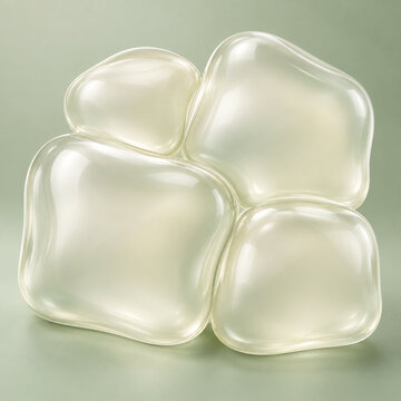 Four soft cell inspired hydrogel cushions on sage background