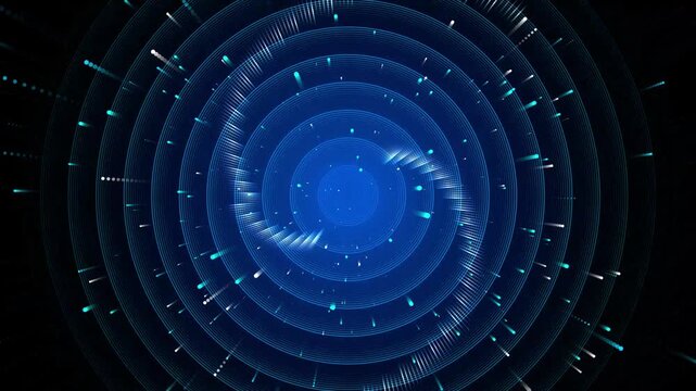 A high-tech procedural cyber data stream featuring glowing holographic particles, telemetry rings, and electric blue and magenta laser pulses. Ideal motion background for sci-fi UI, streaming backplat