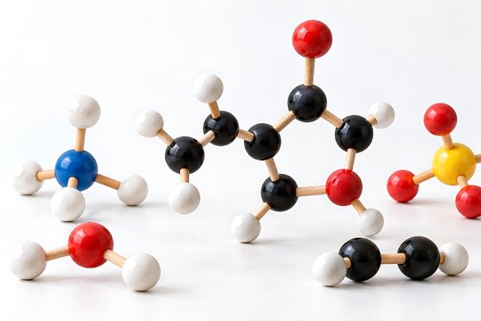Chemistry molecular model set on white background