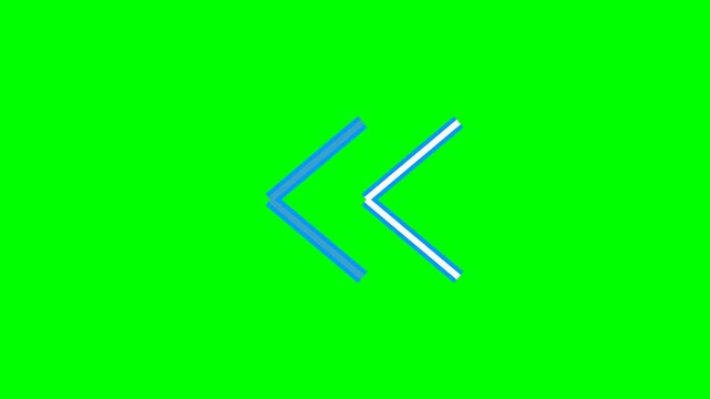 Rewind double arrow on green screen chroma key overlay