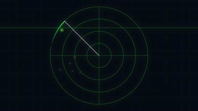 Green phosphor sonar sweep with glowing radar blips