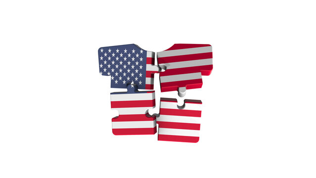 United States Country Flag T-shirt Puzzle AnimationTransparent unsolved