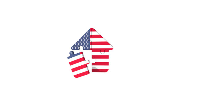 United States Flag Puzzle Forming Iconic Home SymbolTransparent unsolved