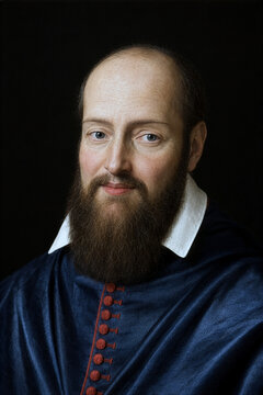 Saint Francis de Sales. Photorealistic portrait inspired by traditional Christian iconography. IA modified