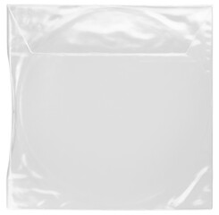 Obraz na płótnie Canvas Square Transparent Plastic Record Sleeve or CD Envelope Isolated on Black