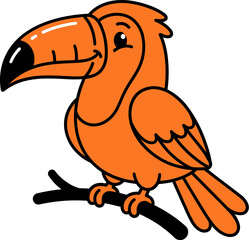 Fototapeta premium Orange Toucan Illustration on Black Background
