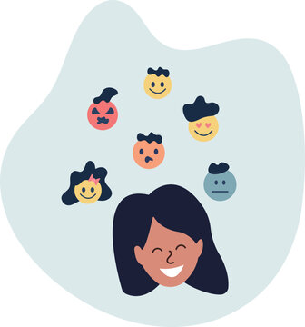 Emotional intelligence and ability to read emotions. situation and activities. flat design.