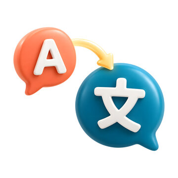 Translation concept with speech bubbles and language symbols for multilingual communication, learning, localization and global exchange