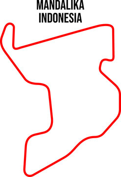 Mandalika international circuit layout, Lombok, Indonesia.  Vector map illustration showing the layout of the Pertamina Mandalika International Street Circuit in Lombok, West Nusa Tenggara, Indonesia.
