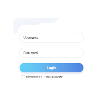 Login form interface with username and password input fields and blue button on white background